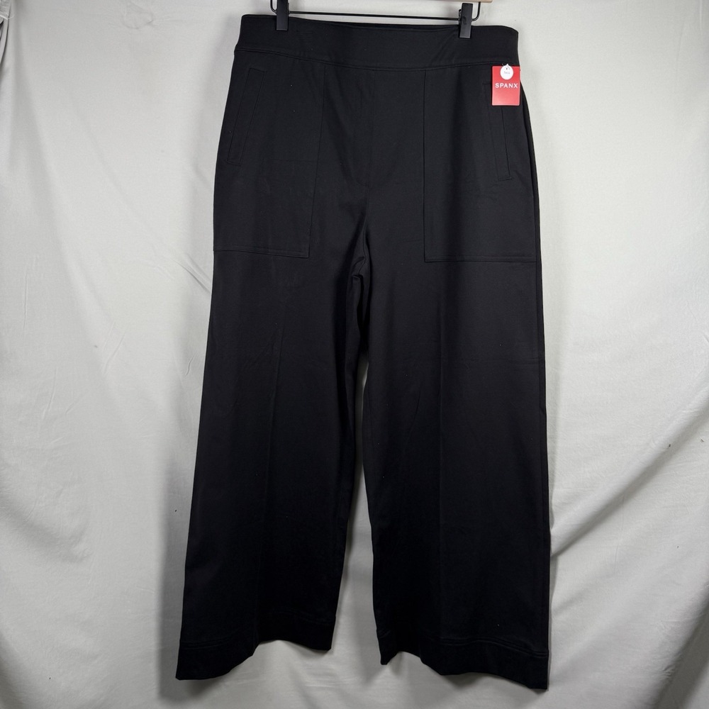 NEW SPANX Wide Legged Pants Women's‎ 1X Tall Classic Black Cropped Twill